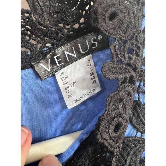 NWTs Venus Blue and Black Lace Bodycon Midi Dress - Picture 4 of 4